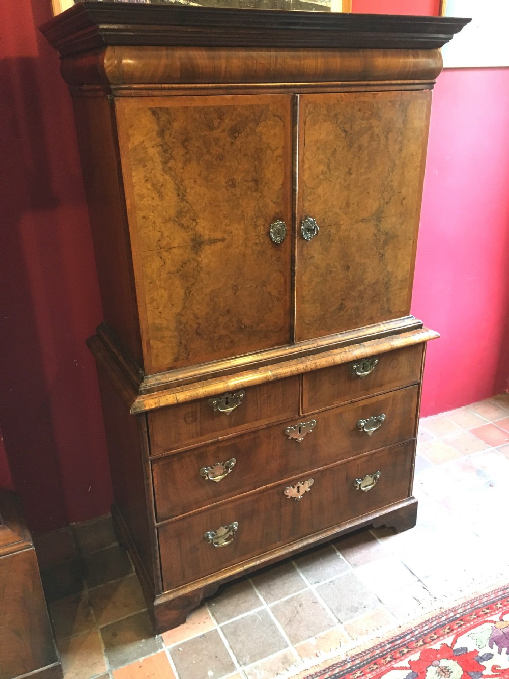 queen anne period cabinet on chest of small proportions c1710