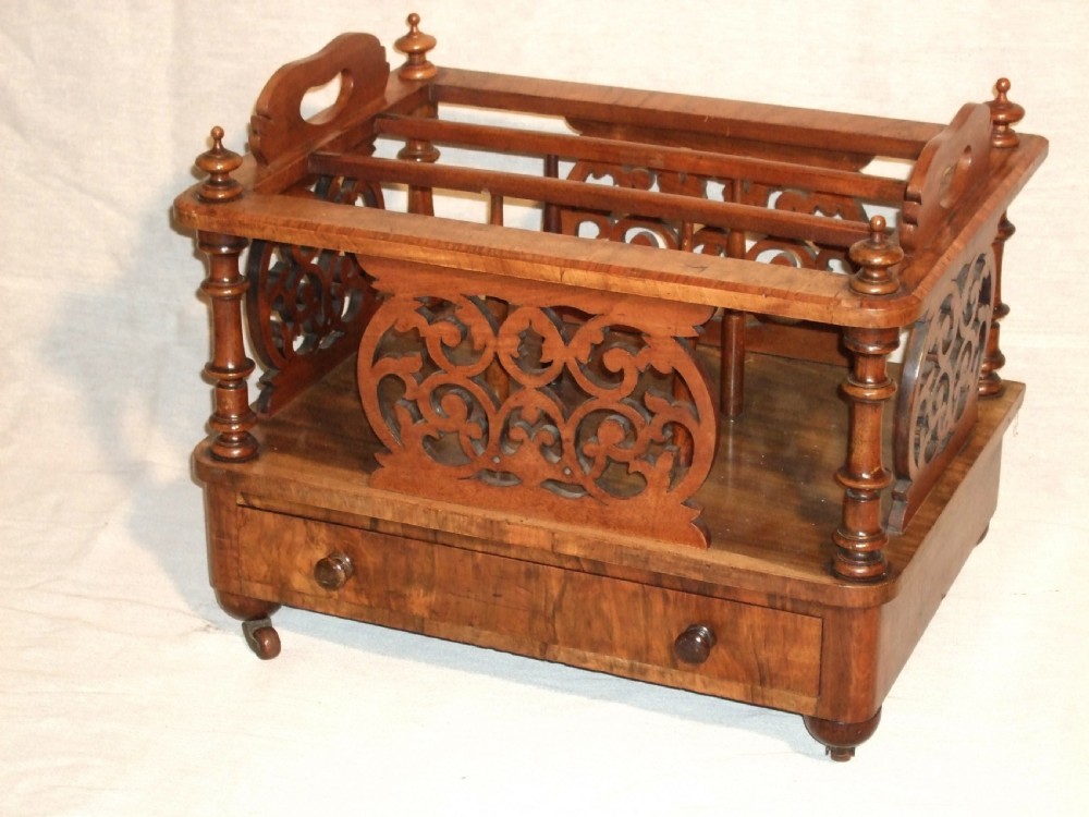 victorian walnut canterbury with drawer