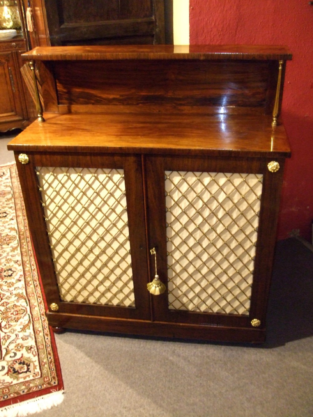 regency rosewood side cabinet with brass grills