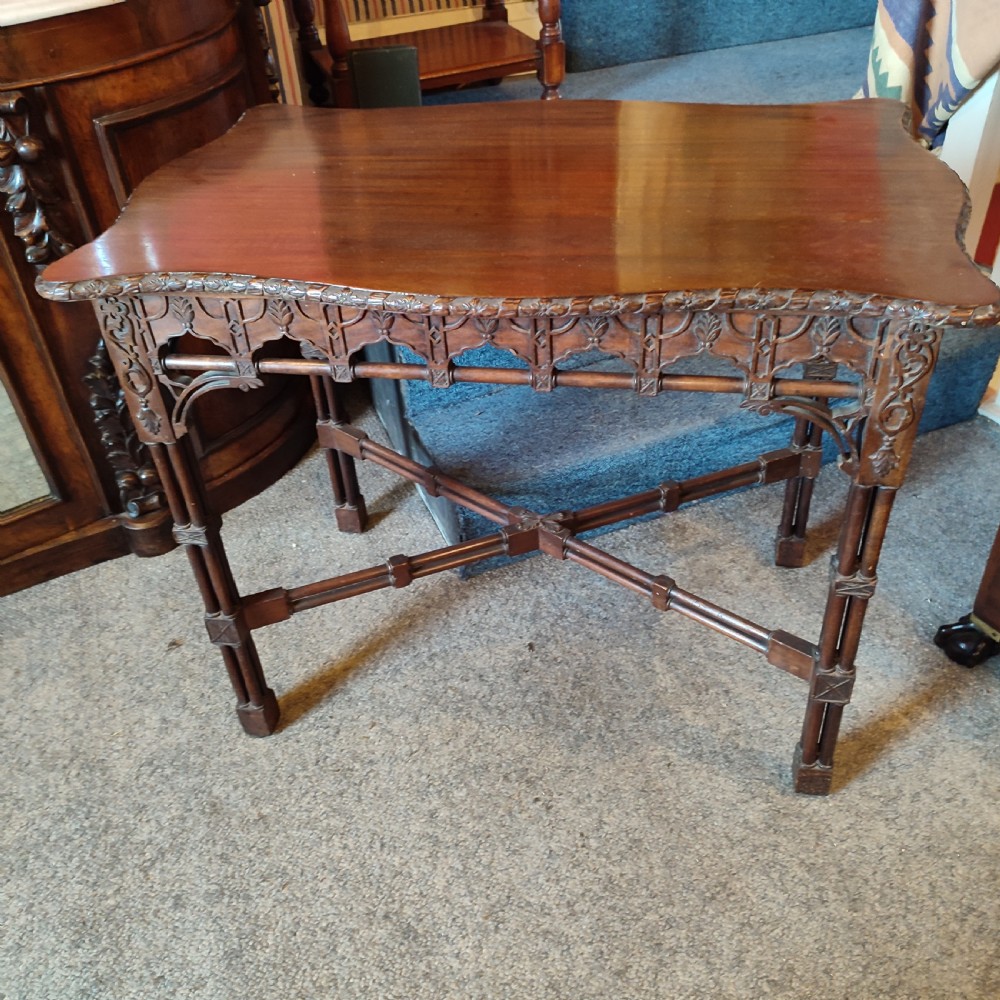 19thc mahogany carved silver table in the chippendale manner