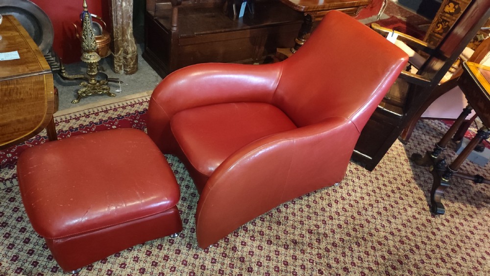 retro red leather designer arm chair stool designed by gerrard vanden berg for montis loge cmid 20th century