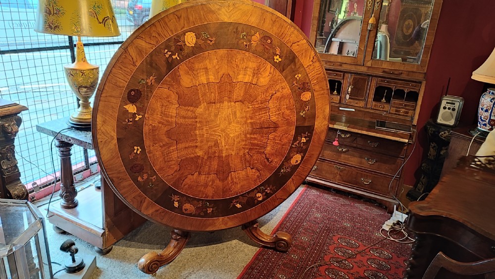 superbly inlaid victorian walnut centre table