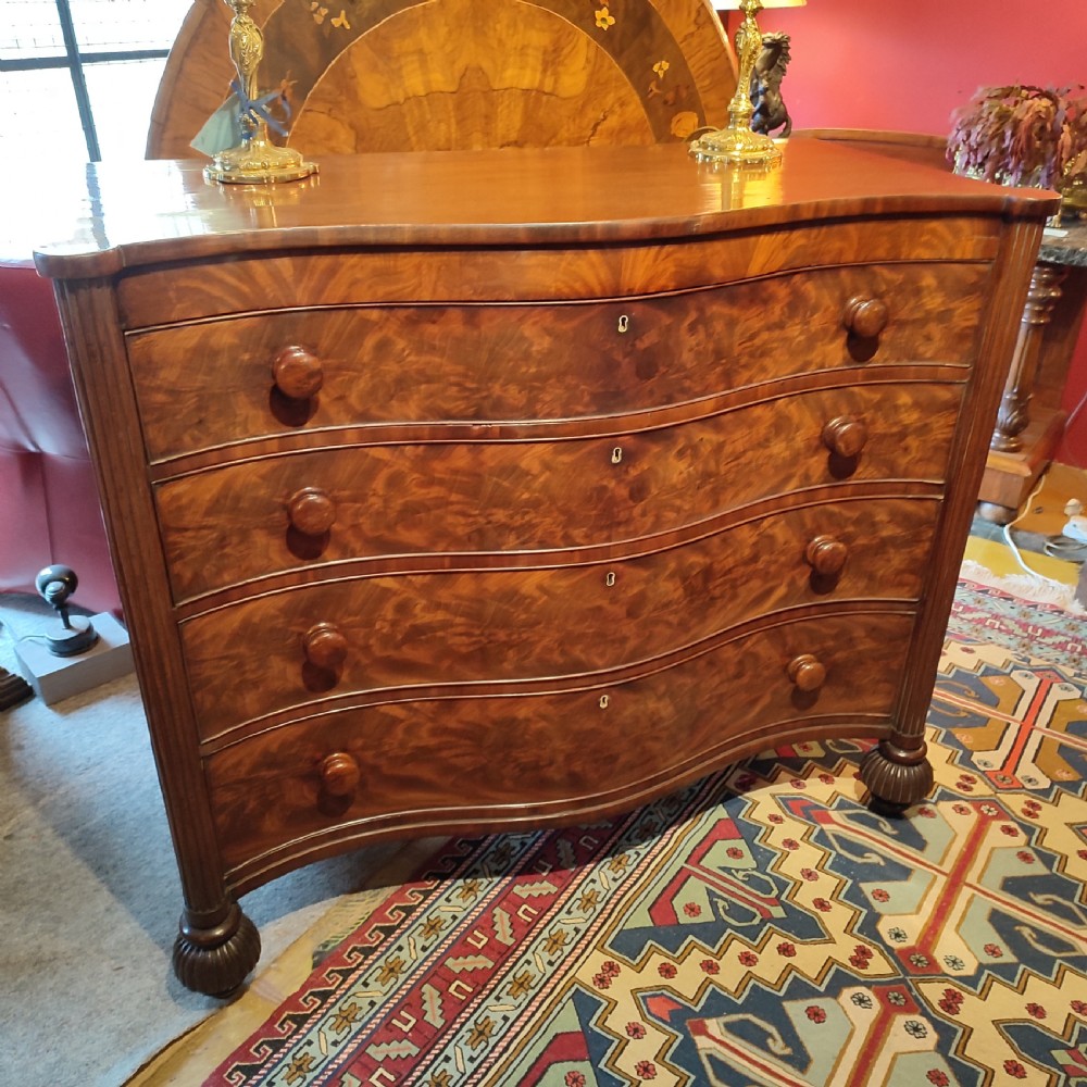 fine quality william iv serpentine mahogany chest