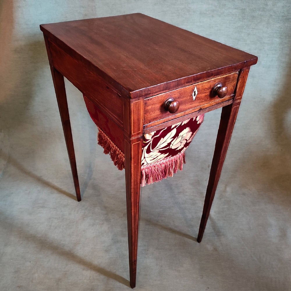 early george 3rd mahogany work table with fine boxwood inlay