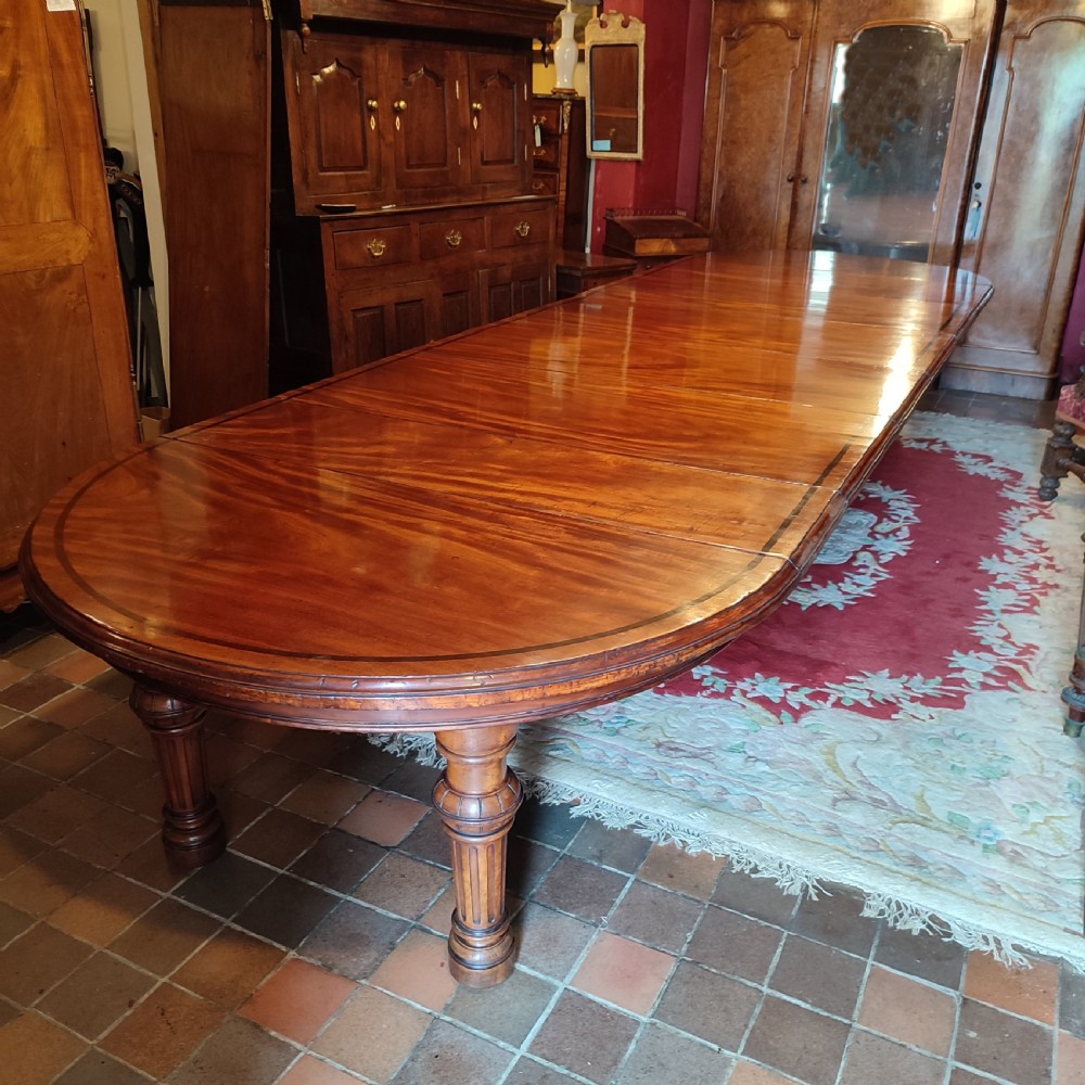 gillows large extending mahogany inlaid dining table c1870