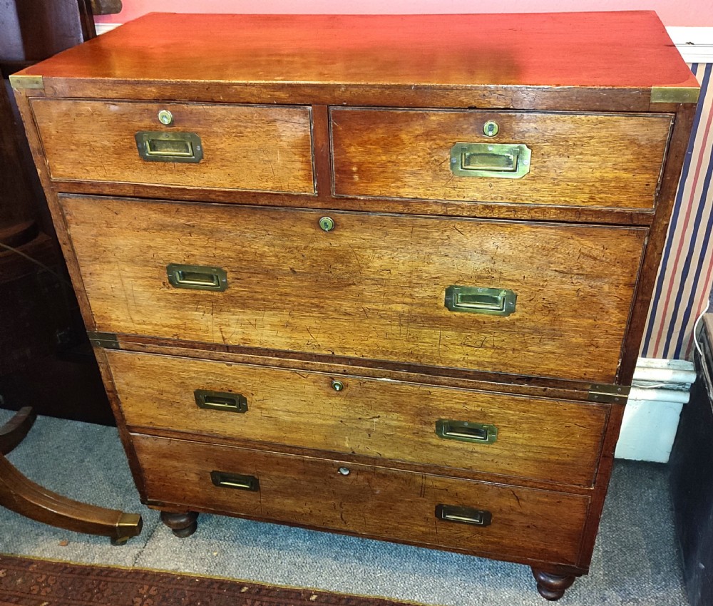 19thc mahogany campaign chest in two parts