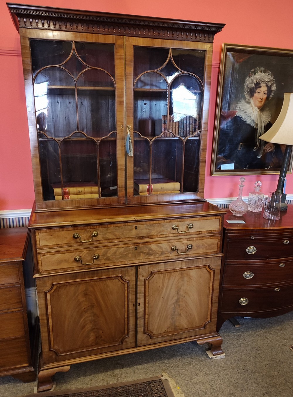 18thc mahogany secretaire bookcase