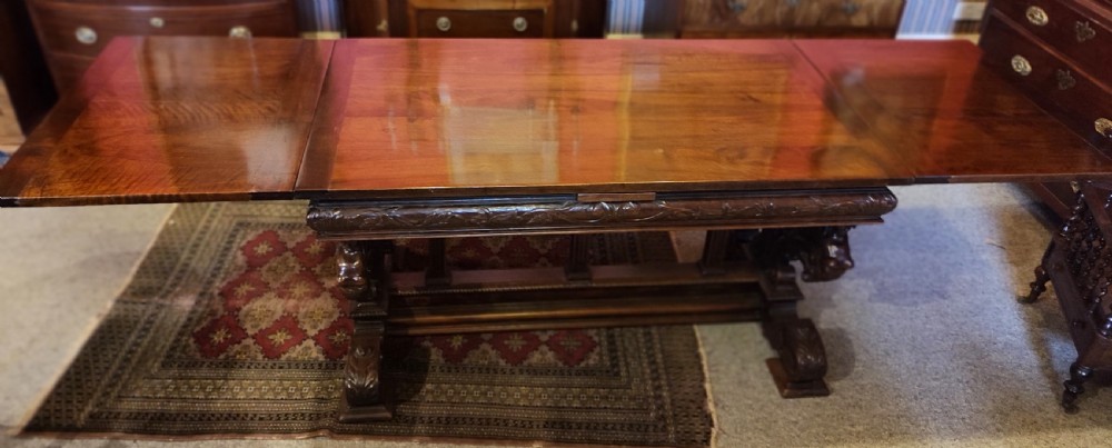 19thc walnut extending dining table carved base