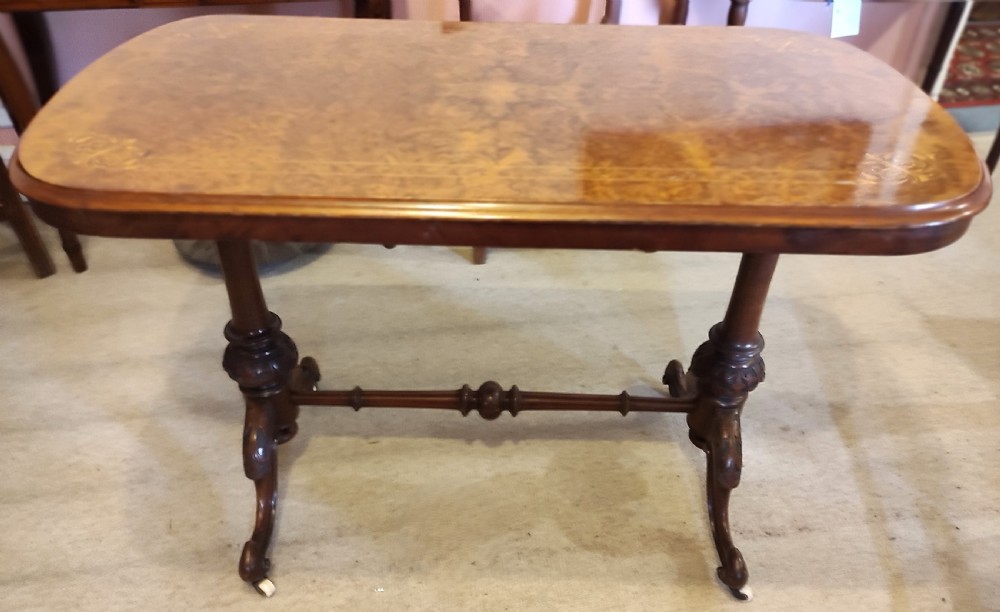 19thc inlaid burr walnut centre table