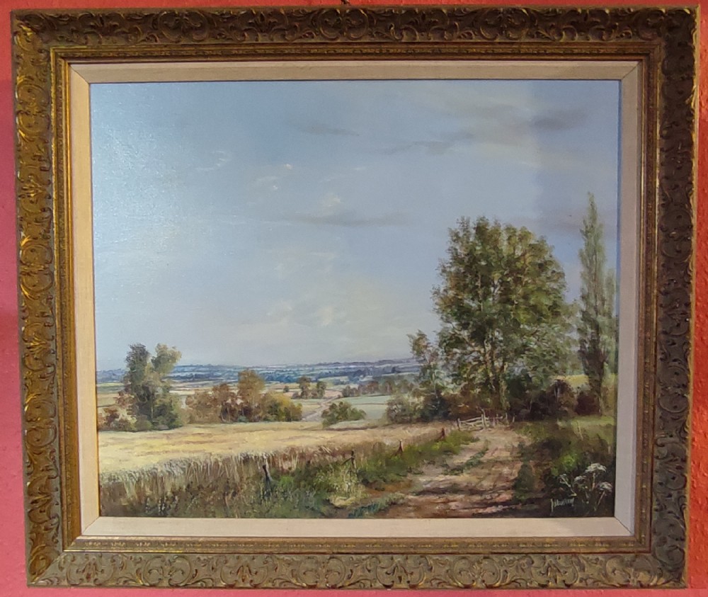 oil on canvas country scene signed p bradshaw 20thc