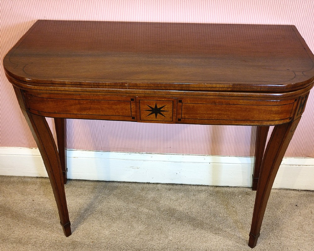 george3rd mahogany inlaid sabre leg tea table