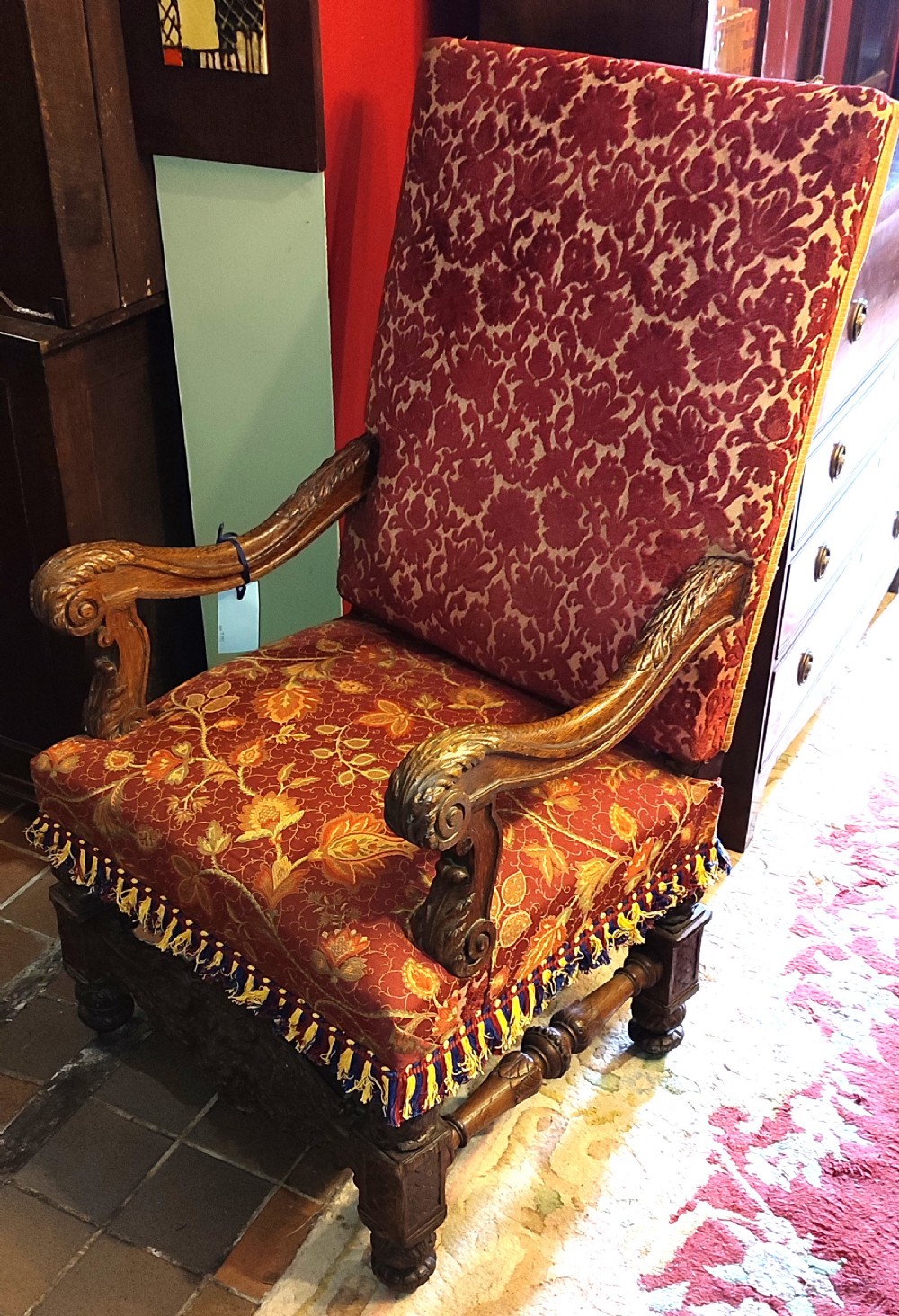 19thc carved oak throne chair