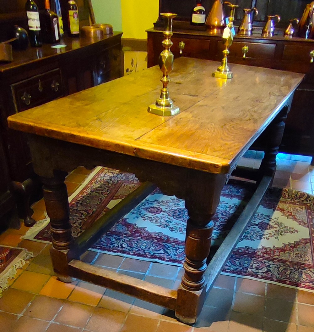 17thc oak refrectory table carved rails