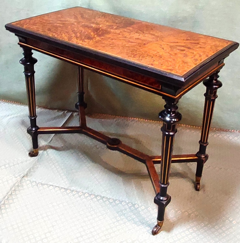 gillow co mulberry burramboyna ebony card table 19thc