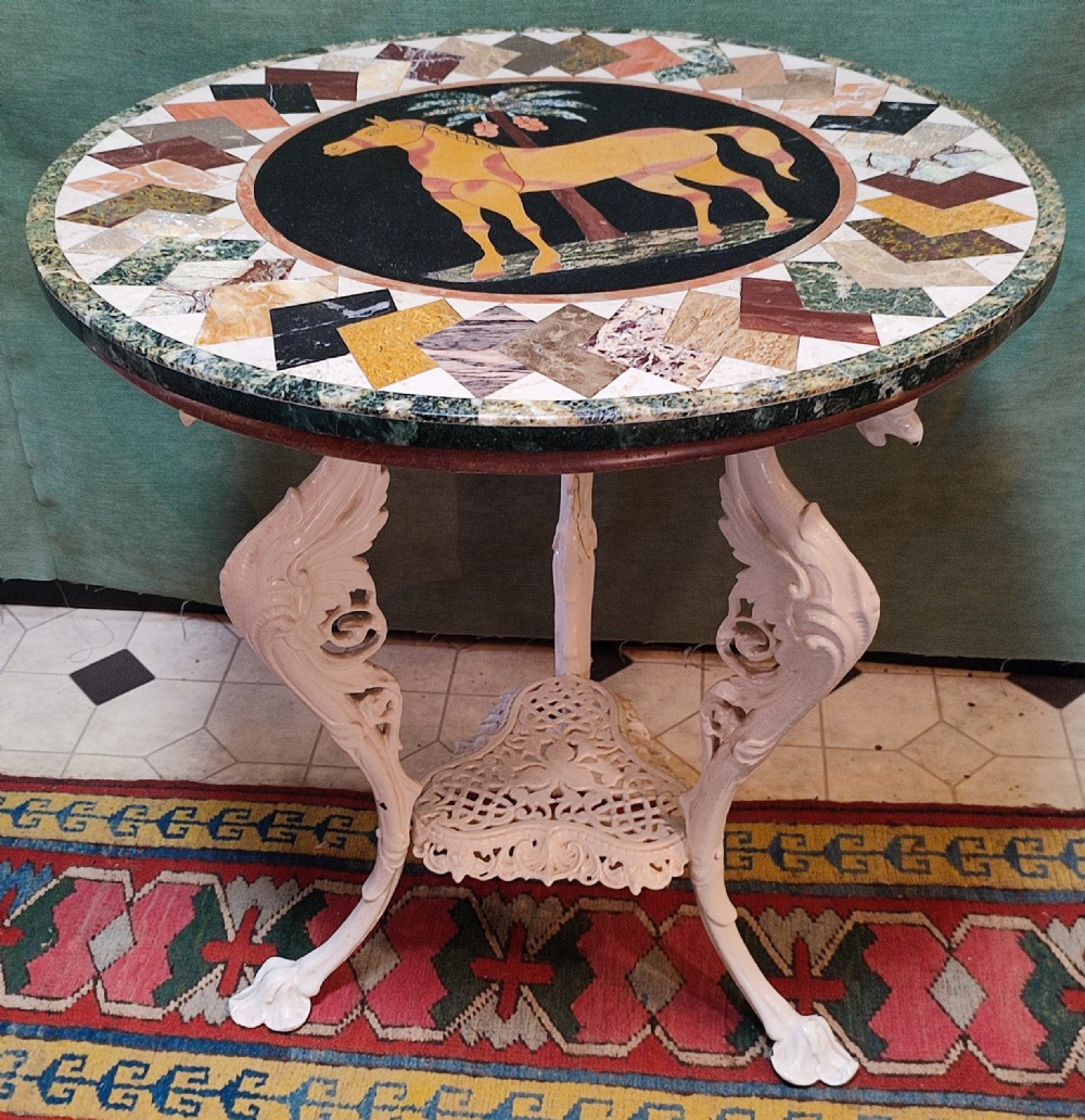 edwardian specimen marble top cast iron table